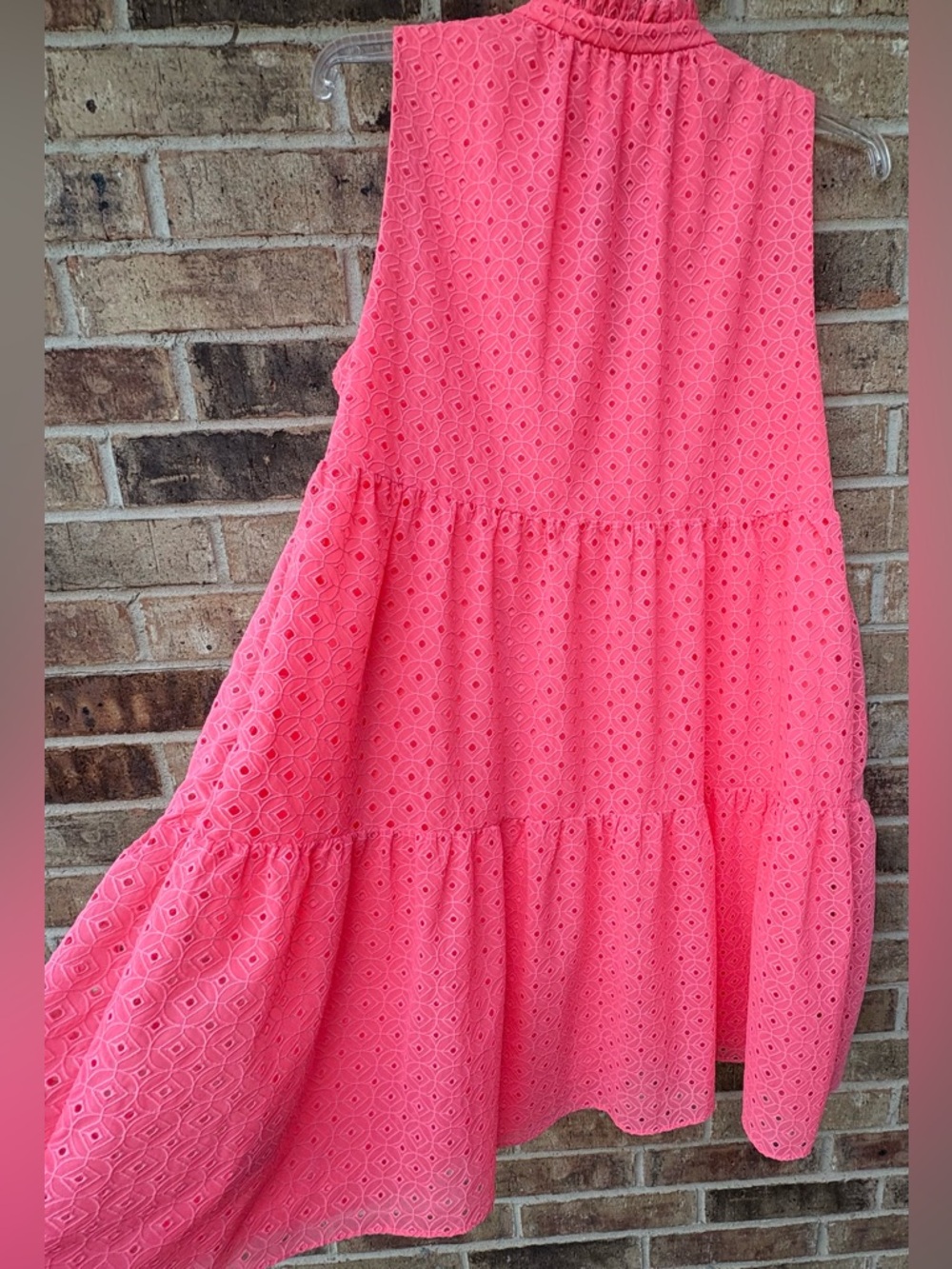 Lilly Pulitzer Novella Dress in Coral Neon Pink Mini Medallion Eyelet Lined XL - Picture 7 of 13